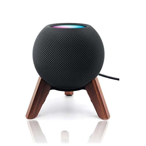 Counlisha Real Wood Stand for HomePod Mini - Walnut Tripod Holder with Metal Frame & Anti-Slip Pad for Stability - View 2 of 10
