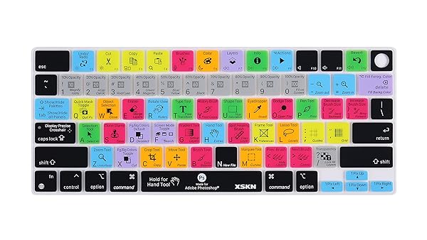 XSKN Photoshop Shortcut Keyboard Cover for 2021 MacBook Pro 14 inch A2442 A2485 with M1 Max Liquid Retina XDR Display Touch ID K-402