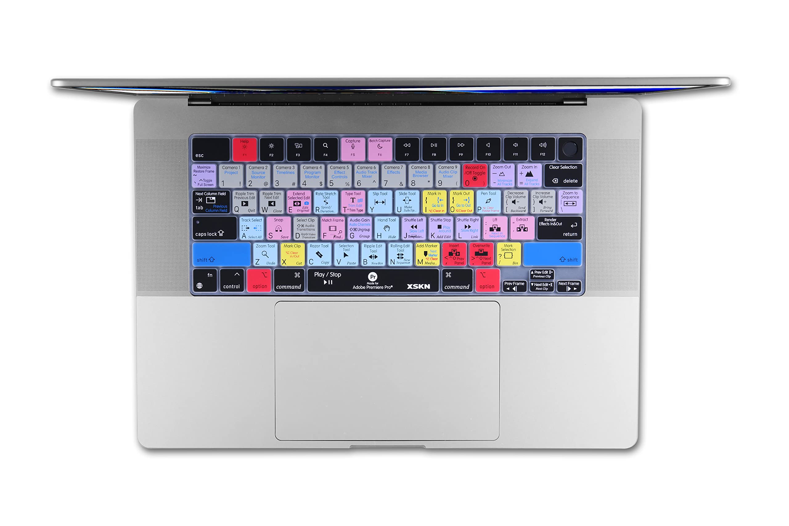 XSKN Premiere Pro Shortcut Silicone Keyboard Cover for 2021 MacBook 14 inch A2442 16 A2485 with M1 Max Liquid Retina XDR Display Touch ID - View 2 of 6