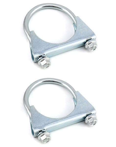 "QWORK U-Bolt Muffler Tip Exhaust Hook - 2Pcs Stainless Steel 2-1/4" OD Universal Silencer Clip"