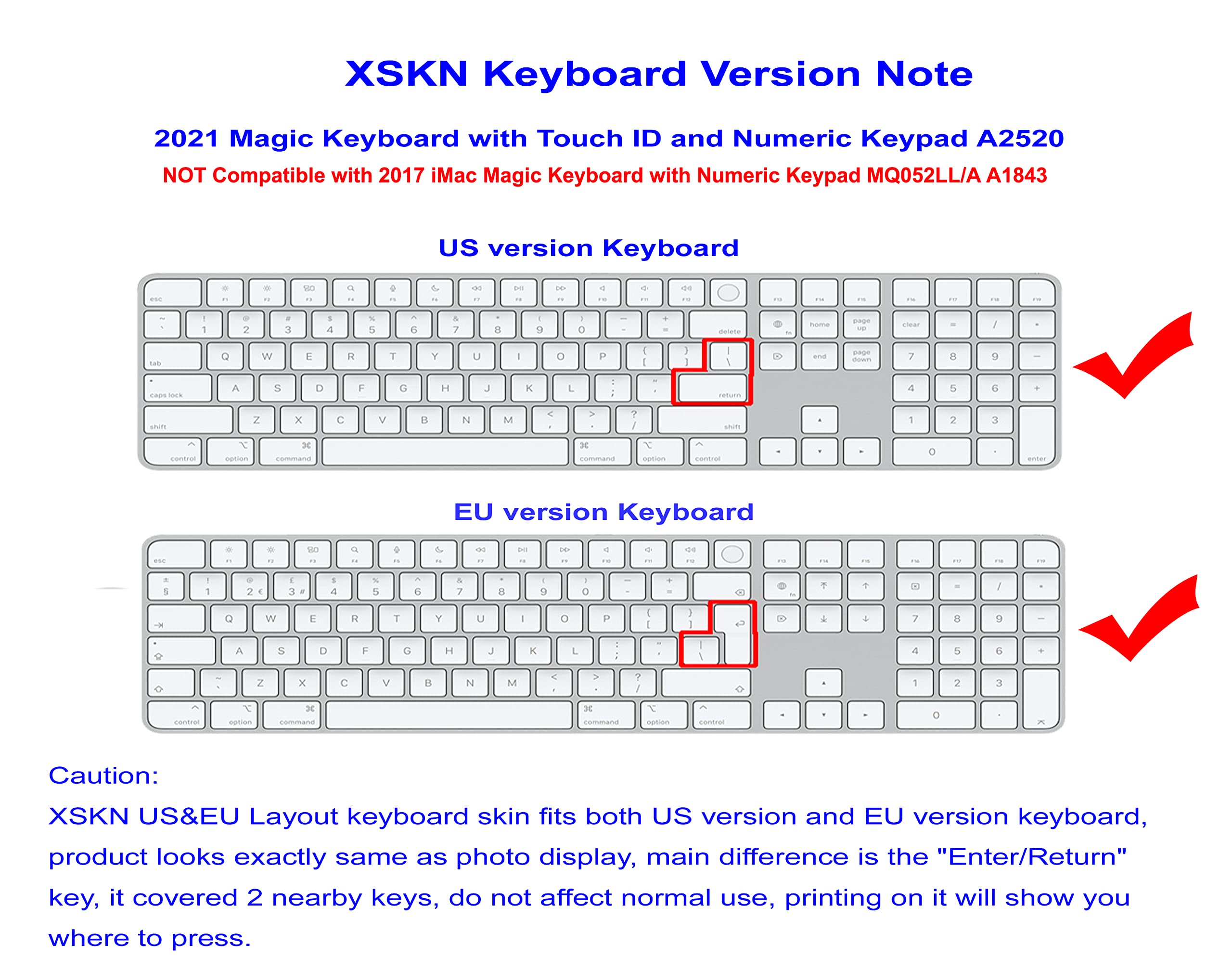 XSKN Arabic Black Silicone Keyboard Cover for 2021 Apple 24 inch iMac M1 Magic Keyboard Model A2520 Keyboard Accessories EU US Version K391 - View 3 of 6