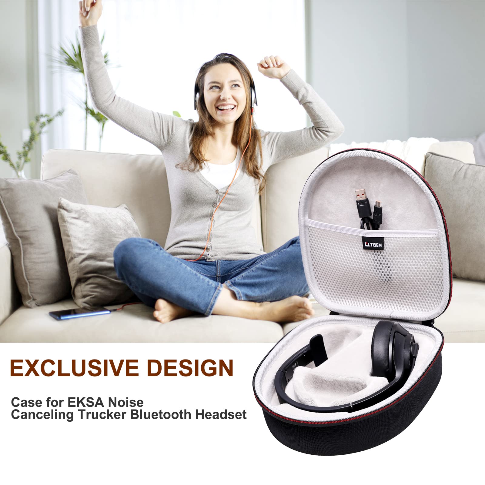 LTGEM Hard Case for BlueParrott and JLab Go Work Gen 2 Bluetooth Headsets Travel Protective Storage Bag - View 2 of 8