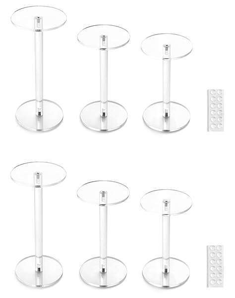 QWORK Round Acrylic Display Stand - 2 Premium Clear Riser Sets for Showcasing Products