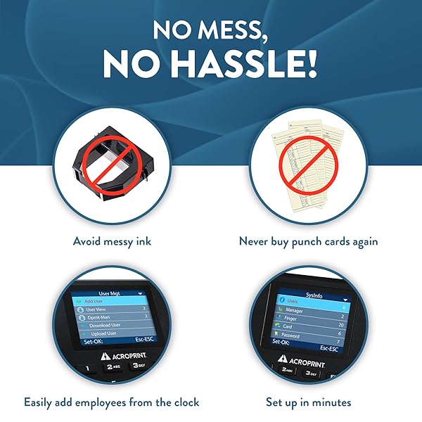 Acroprint Acroprint BioTouch Automatic Biometric Fingerprint Proximity Time Clock No Monthly Fee - View 5 of 8