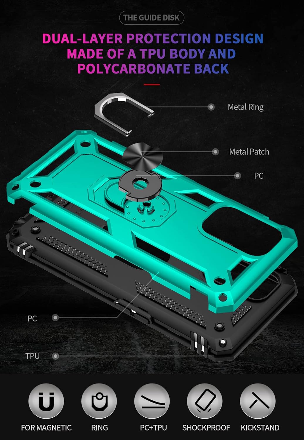 SKTGSLAMY OnePlus Nord N200 5G Case with Screen Protector Military Grade 16ft Drop Tested Cover and Magnetic Kickstand Mint - View 5 of 8