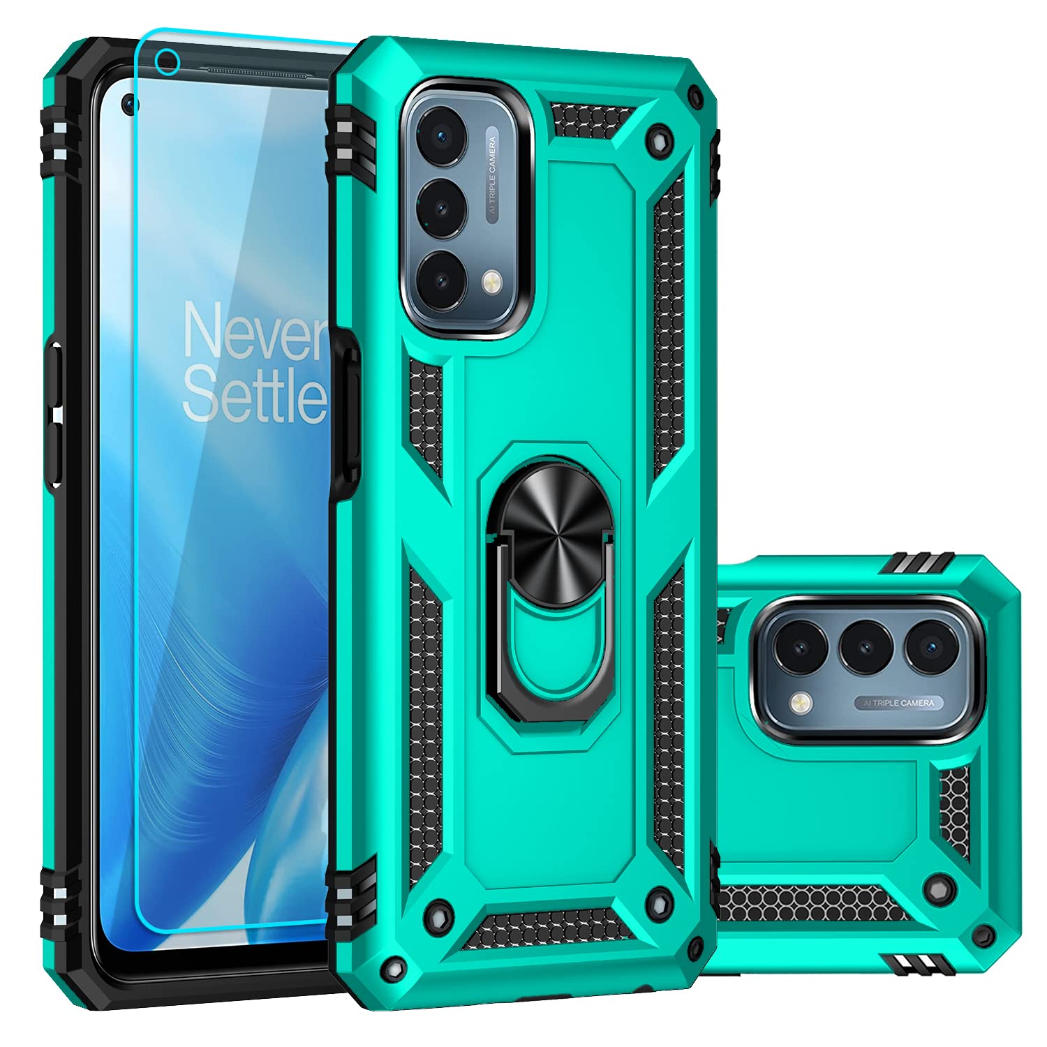 SKTGSLAMY OnePlus Nord N200 5G Case with Screen Protector Military Grade 16ft Drop Tested Cover and Magnetic Kickstand Mint