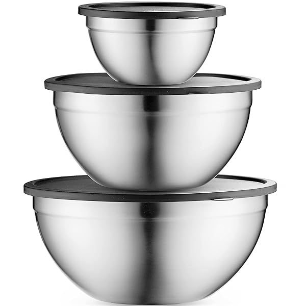 Table Concept Stainless Steel Nesting Mixing Bowls with Airtight Lids - Space-Saving Set for Cooking, Baking & Food Storage
