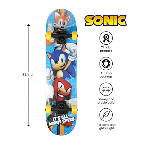 Voyager Sonic The Hedgehog 31-Inch Skateboard: 9-Ply Maple Deck for Cruising, Carving, Tricks & Downhill Fun - View 3 of 8
