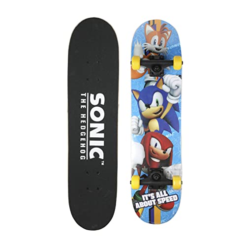 Voyager Sonic The Hedgehog 31-Inch Skateboard: 9-Ply Maple Deck for Cruising, Carving, Tricks & Downhill Fun