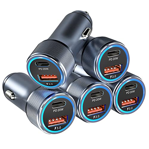 Bangfun Bangfun 5 Pack USB C Car Charger 36W Dual USB Fast Charge Adapter Compatible with iPhone 15 14 13 12 11 Pro Max iPad Samsung Pixel Grey