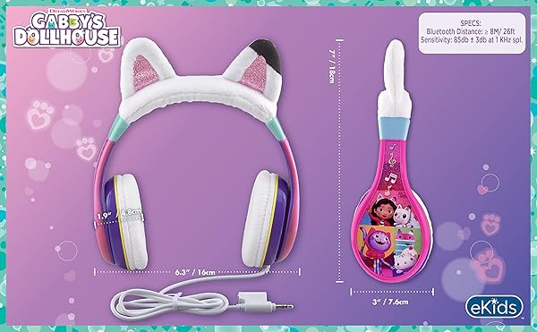 eKids eKids Gabbys Dollhouse Children's Headphones Wired for School Home or Travel with Tangle-Free Cable and Volume Controller for Ages 3 and Up - View 5 of 9