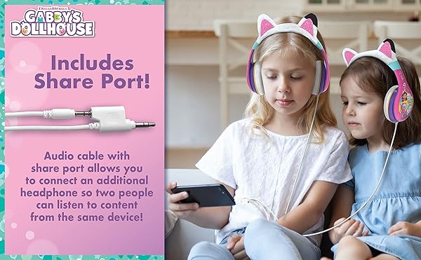 eKids eKids Gabbys Dollhouse Children's Headphones Wired for School Home or Travel with Tangle-Free Cable and Volume Controller for Ages 3 and Up - View 8 of 9
