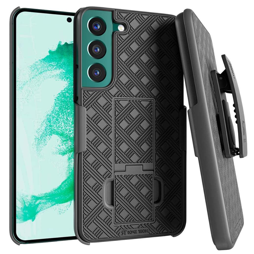 Samsung Galaxy S22 Plus Case with Belt Clip Holster and Kickstand Black Cover
