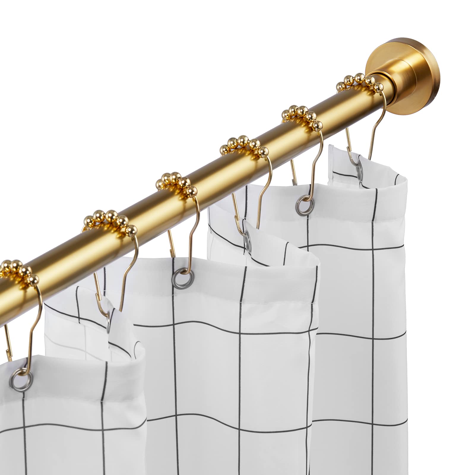 eboatop EBOATOP Shower Curtain Rod Tension No Rust No Drill Non Slip Spring Metal Steel Gold 43-73 Inches - View 7 of 9