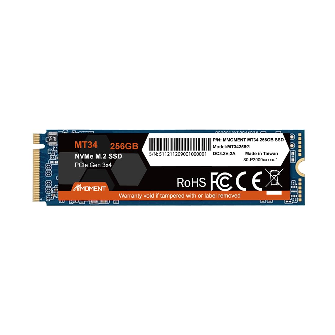 MMOMENT MMOMENT MT34 256GB PCIe Gen3 NVMe M.2 2280 Internal SSD with 2000MBs Read Speed for Laptop and Desktop Upgrade