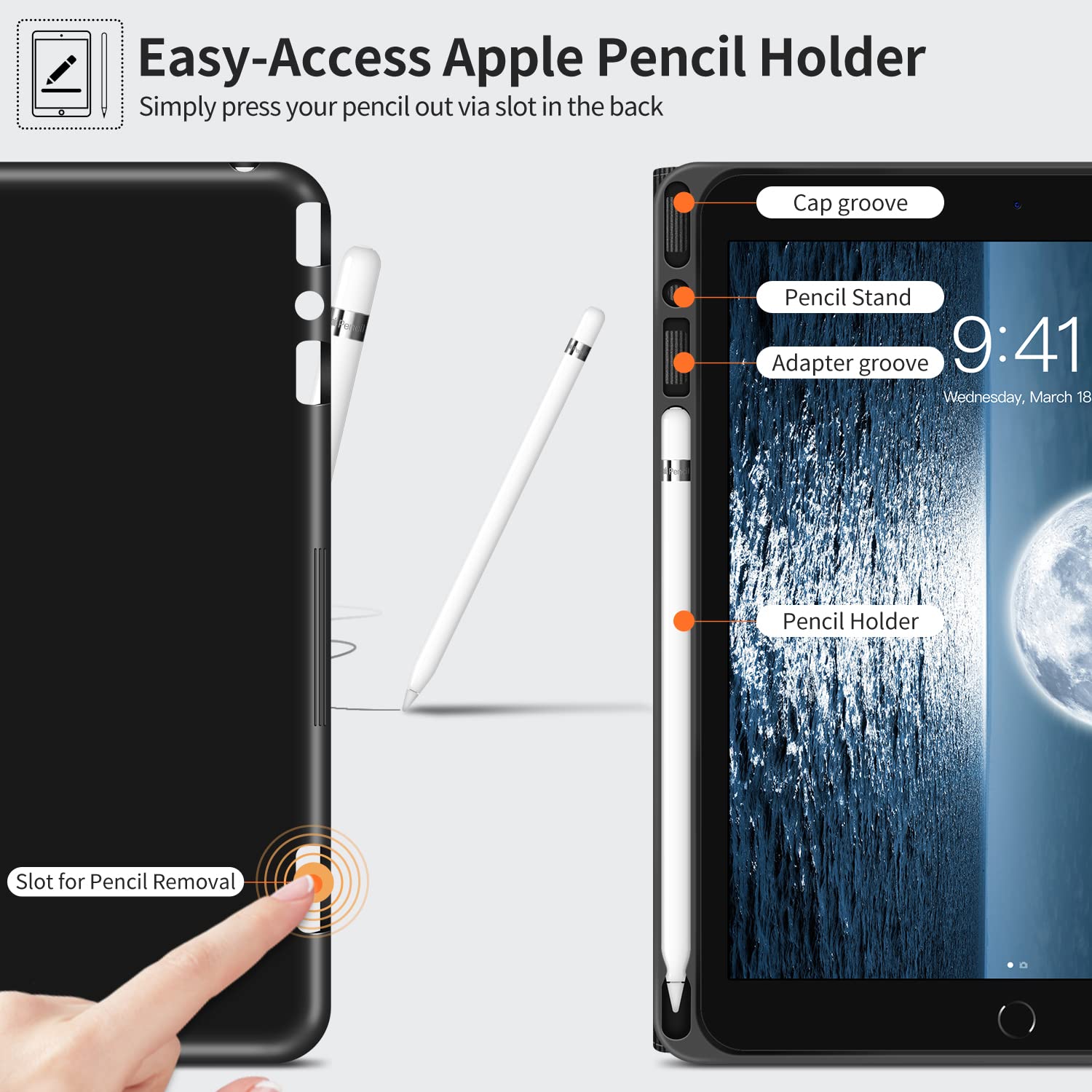 H HOLIMET H HOLIMET iPad Case 9th Generation 10.2 Inch 2021 8th 7th with Pencil Holder Vegan Leather Auto Sleep Wake Shockproof Cover - View 5 of 9