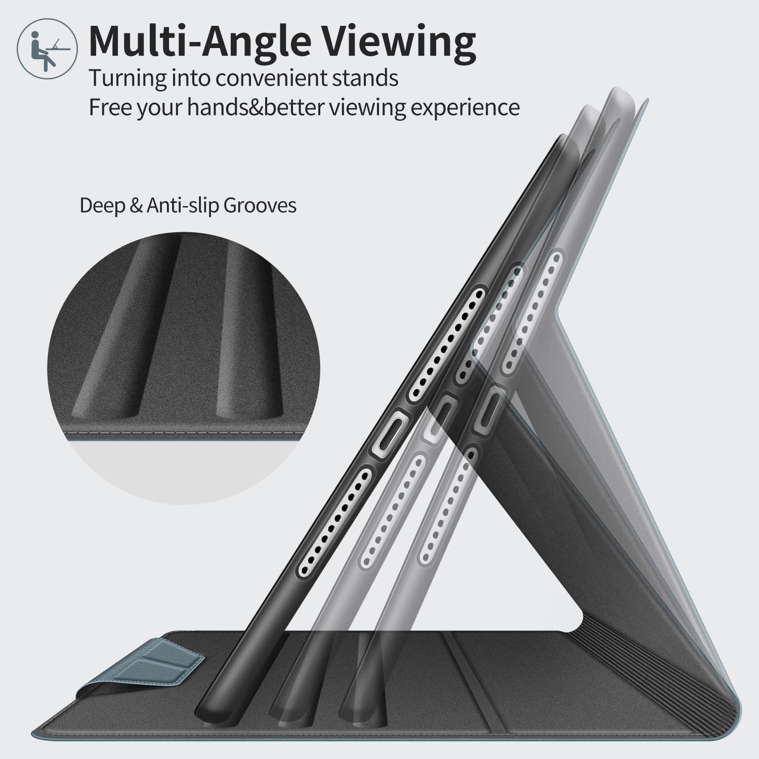 H HOLIMET H HOLIMET iPad Case 9th Generation 10.2 Inch 2021 8th 7th with Pencil Holder Vegan Leather Auto Sleep Wake Shockproof Cover - View 6 of 9