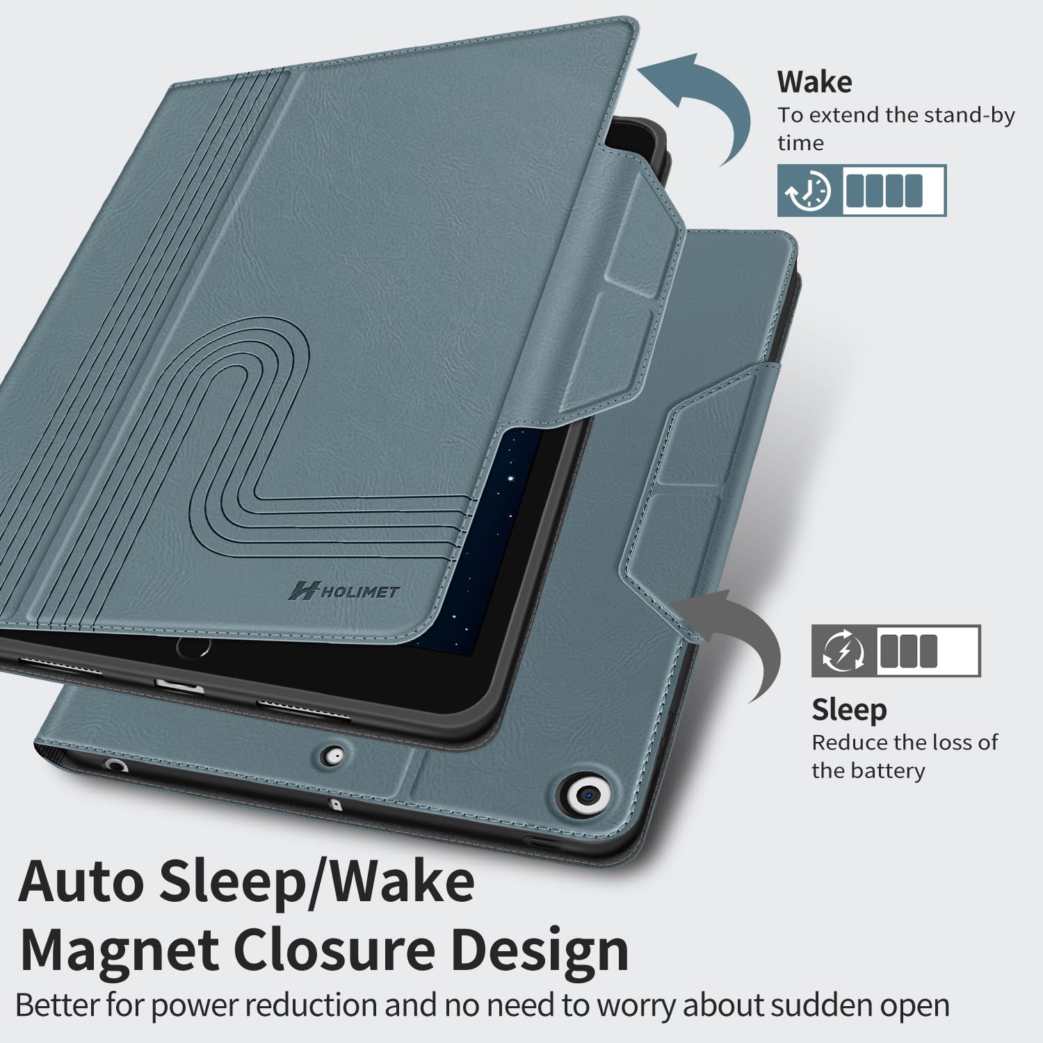 H HOLIMET H HOLIMET iPad Case 9th Generation 10.2 Inch 2021 8th 7th with Pencil Holder Vegan Leather Auto Sleep Wake Shockproof Cover - View 8 of 9
