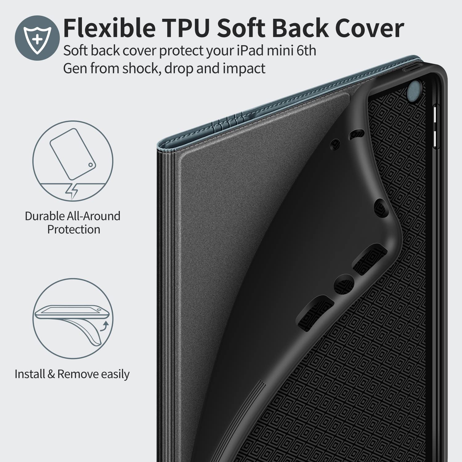 H HOLIMET H HOLIMET iPad Case 9th Generation 10.2 Inch 2021 8th 7th with Pencil Holder Vegan Leather Auto Sleep Wake Shockproof Cover - View 9 of 9