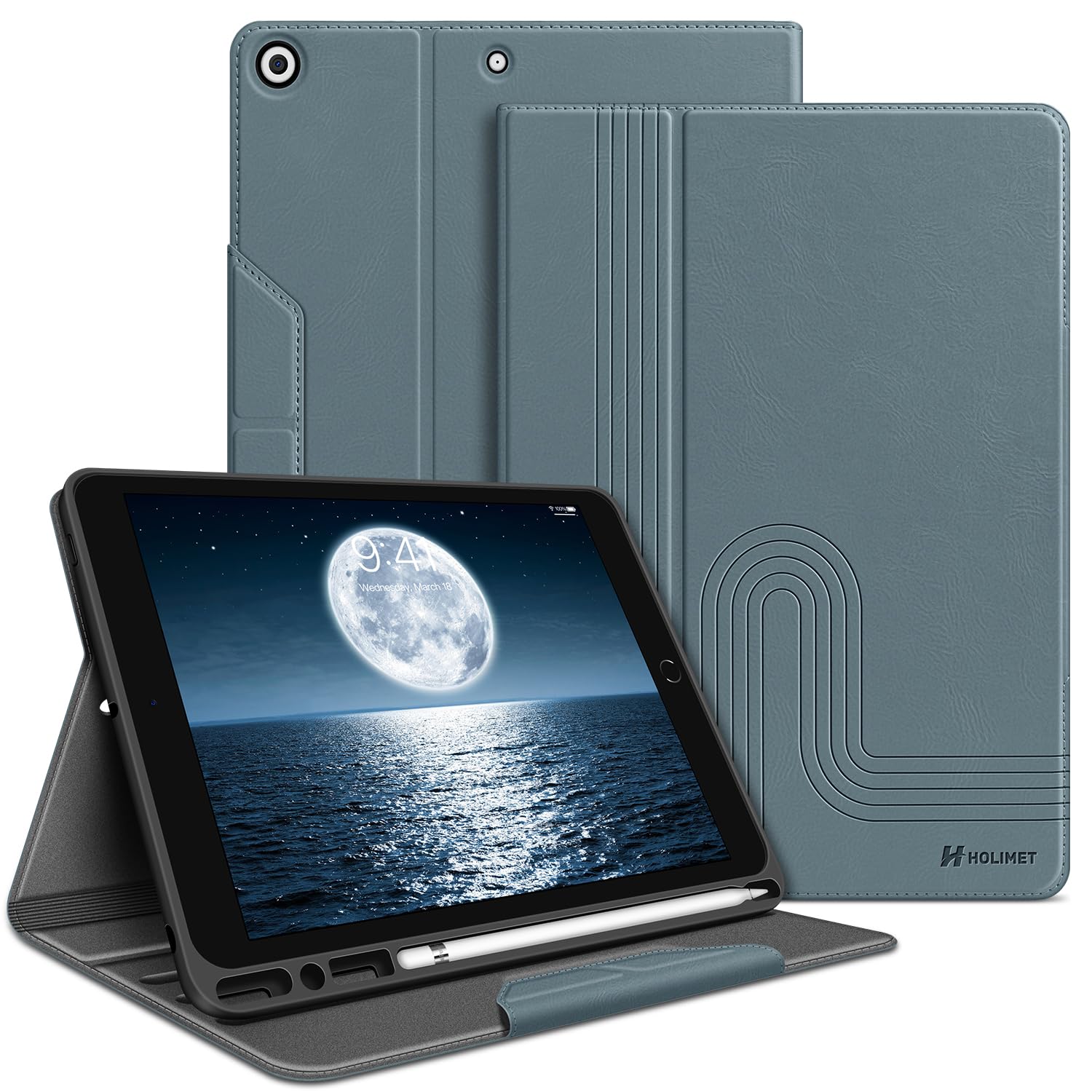 H HOLIMET H HOLIMET iPad Case 9th Generation 10.2 Inch 2021 8th 7th with Pencil Holder Vegan Leather Auto Sleep Wake Shockproof Cover