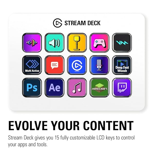 Elgato Elgato Stream Deck MK.2 White: 15 Macro Keys for OBS, Twitch & YouTube - Compatible with Mac & PC - View 3 of 10