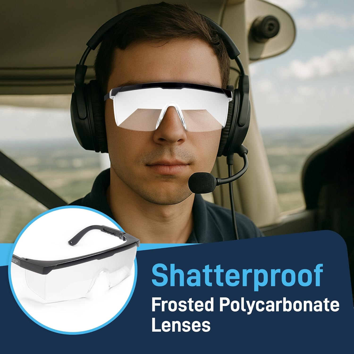 Destination Departure Destination Departure Foggles IFR Training Aviation Glasses Adjustable Frosted Lenses Simulate Meteorological Conditions for Effective Training - View 6 of 8