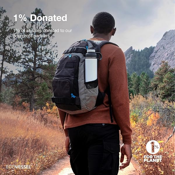 EcoVessel EcoVessel 24oz Stainless Steel Insulated Water Bottle with Dual Lid Strainer and Silicone Bumper in Navy Nightfall - View 7 of 7