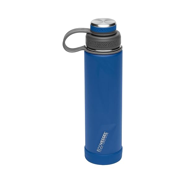 EcoVessel EcoVessel 24oz Stainless Steel Insulated Water Bottle with Dual Lid Strainer and Silicone Bumper in Navy Nightfall