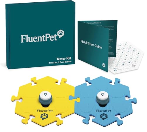 FluentPet FluentPet Tester Kit Set of 2 Dog Talking Buttons and 1 Blue HexTile Customizable Pet Training Buttons with Batteries Included