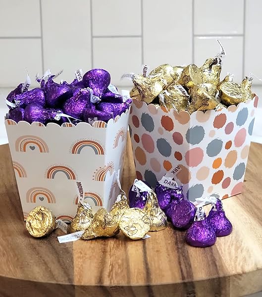 Toula Products Boho Rainbow Party Favor Snack Boxes Set of 12 for Good Vibes Retro Little Rainbow School Events Reversible Scalloped Popcorn Boxes - View 4 of 5