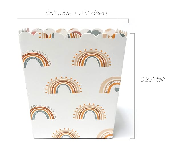 Toula Products Boho Rainbow Party Favor Snack Boxes Set of 12 for Good Vibes Retro Little Rainbow School Events Reversible Scalloped Popcorn Boxes - View 5 of 5