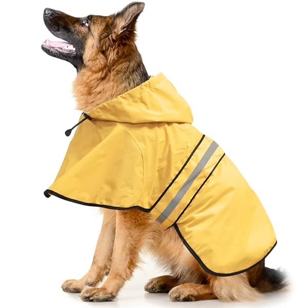 Ezierfy Ezierfy Hooded Dog Rain Coats Reflective Adjustable Lightweight Waterproof Slicker Poncho for Small Medium Large Dogs Yellow X-Large