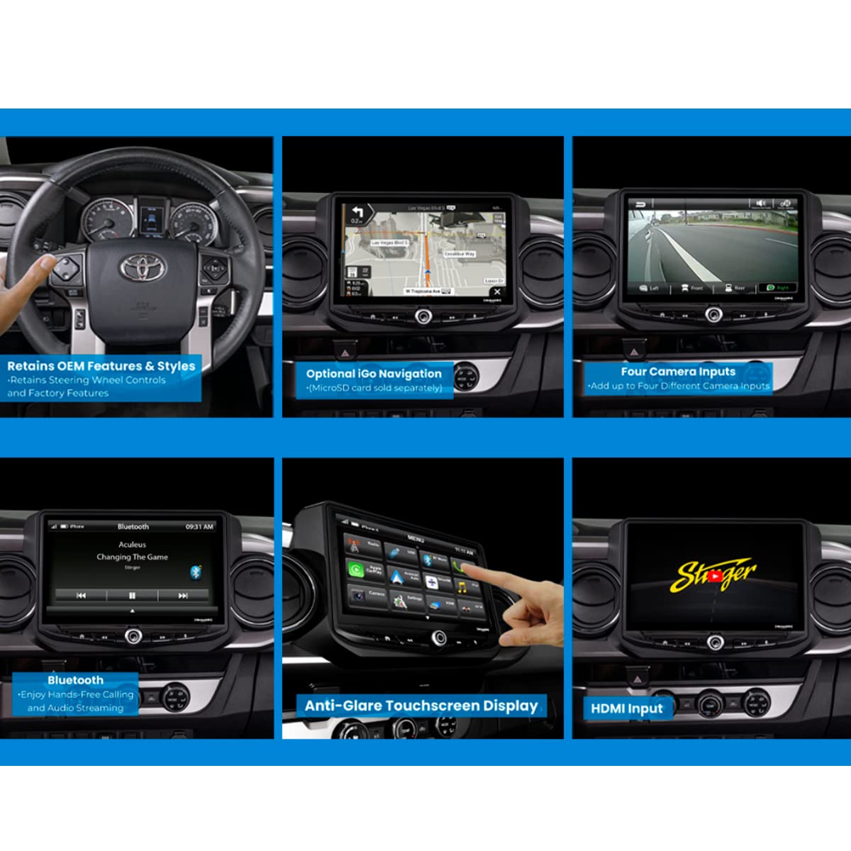 STINGER Tacoma Installation Kit for HEIGH10 Multimedia Head Unit Compatible with Tacoma 2016-2021 Retains Factory Features Apple CarPlay Android Auto - View 3 of 3