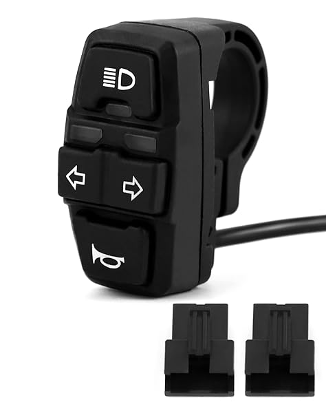 "QWORK 3-in-1 Motorcycle Headlight & Horn Control Switch - 7/8" Handlebar Switch for Scooters & Electric Bikes"