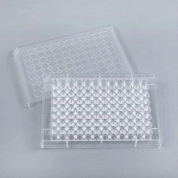 Lichen cottage 96-Well Tissue Culture Plates - Individually Wrapped with Lid, Flat Bottom Wells, Pack of 10 - Ideal for Lab Use