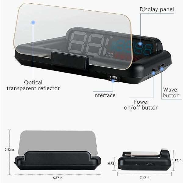 wiiyii Wiiyii T900 Universal Car HUD: Satellite Clock & Driving Stats for All Vehicles - View 10 of 11