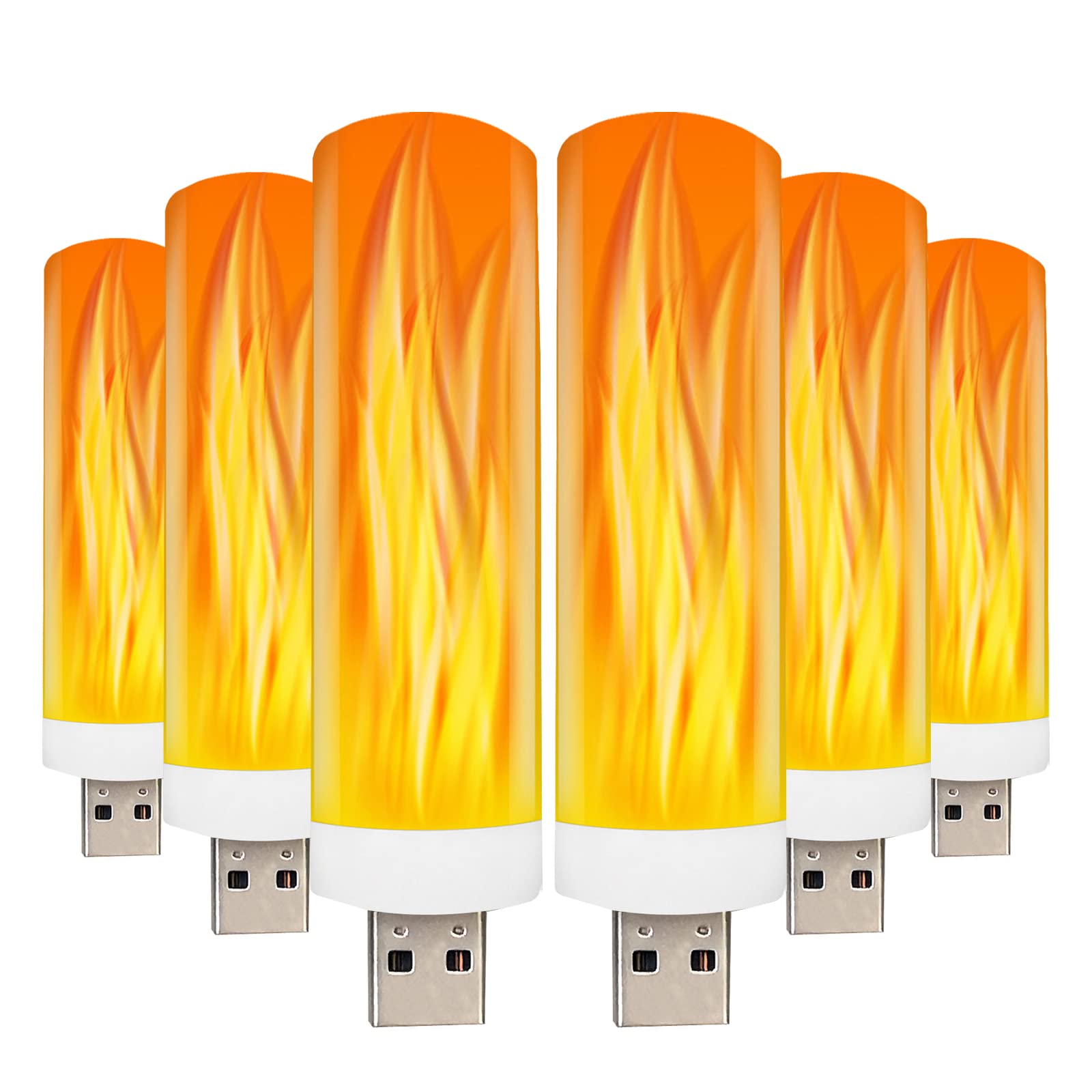 DASITON DASITON USB LED Flame Effect Light Flameless Tea Lights for Indoor Outdoor Home Party Decor 6 Pack