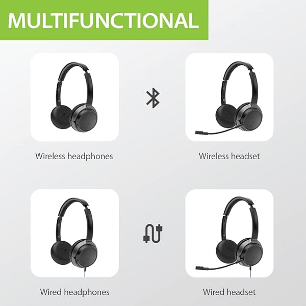 Avantree Avantree Alto Clair 2: Bluetooth Headphones with Noise-Filtering Mic & Dual Link for Clear Calls on PC & Phone - View 7 of 9