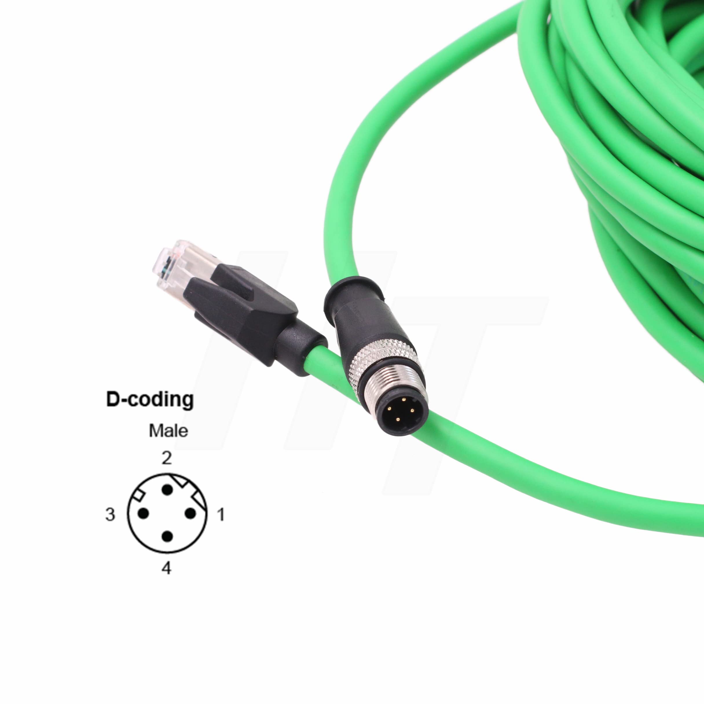 HangTon Connect HangTon M12 4 Pin D-Coded to RJ45 Ethernet Cable 20m for Sick Datalogic Sensor Barcode Reader Scanner Cat5e Network PoE Power - View 4 of 5