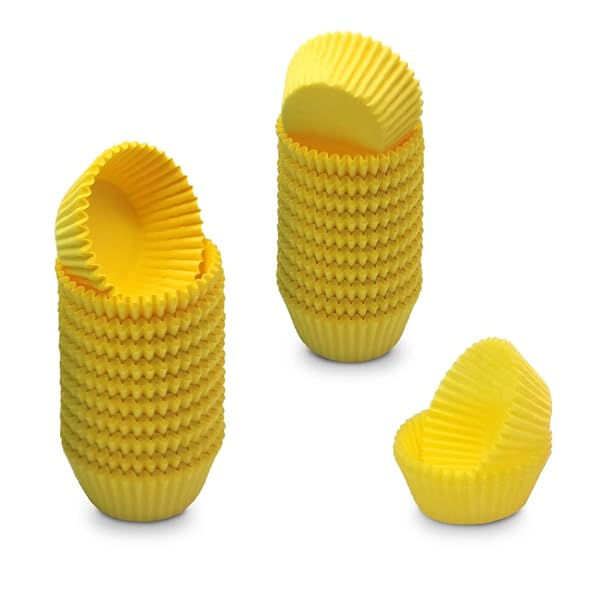 Mombake Mombake Yellow Mini Cupcake Liners 500 Count Natural Greaseproof Paper Muffin Baking Cups for Easy Baking