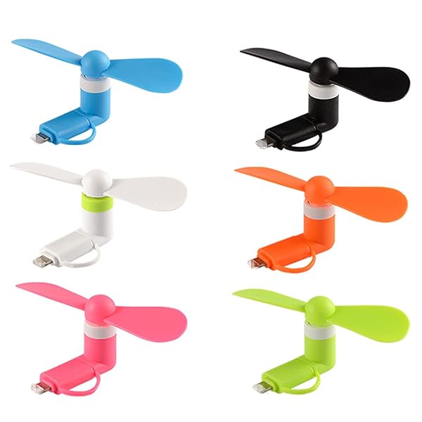 Gfytdxe Gfytdxe Mini Cell Phone Fan 6-Pack: Colorful 2-in-1 Summer Accessory for iPhone, iPad & Android Devices