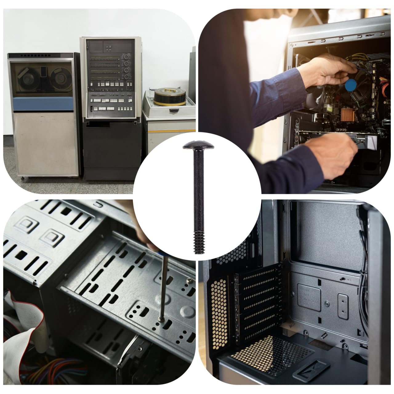 50pcs Computer Case Fan Screws 30mm Long Round Head Tapping Screws Black Compatible with Most PC Cases Easy Installation Quiet Design - View 2 of 9