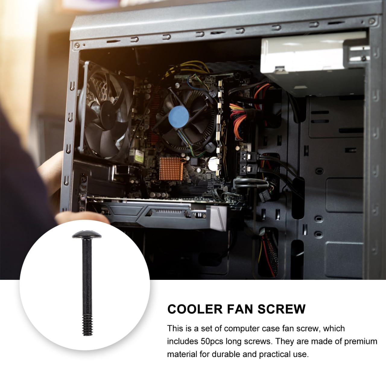 50pcs Computer Case Fan Screws 30mm Long Round Head Tapping Screws Black Compatible with Most PC Cases Easy Installation Quiet Design - View 3 of 9