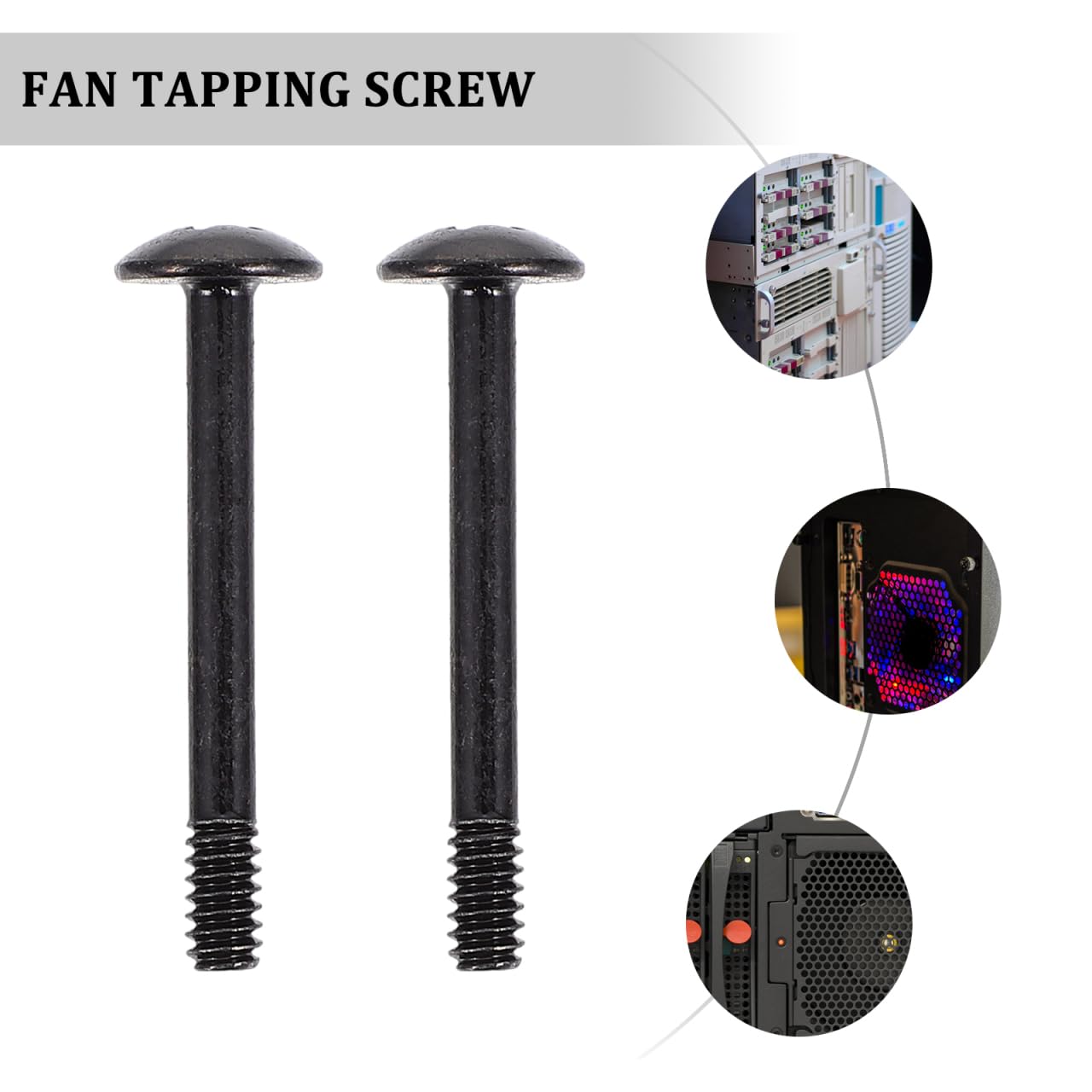 50pcs Computer Case Fan Screws 30mm Long Round Head Tapping Screws Black Compatible with Most PC Cases Easy Installation Quiet Design - View 6 of 9