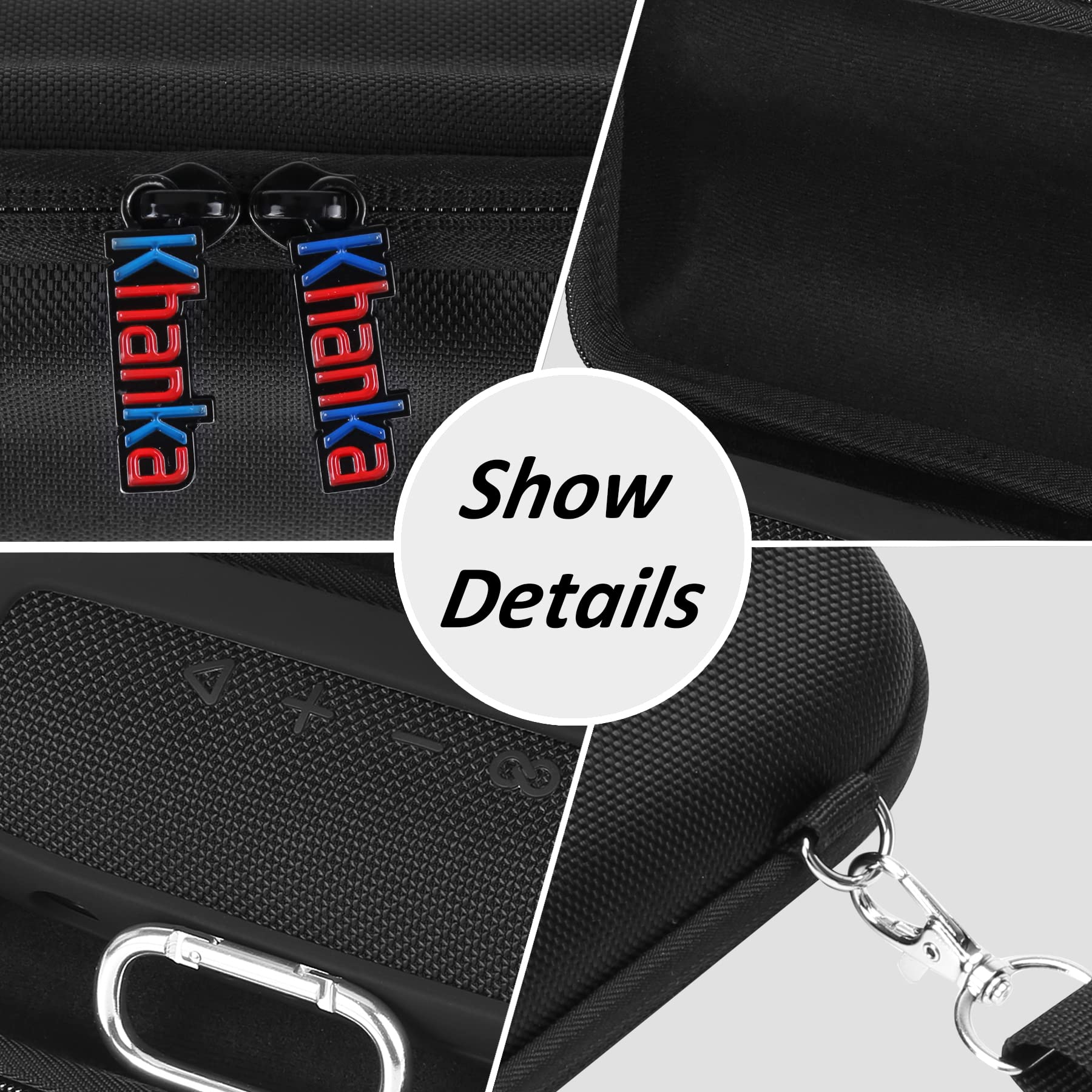 Khanka Hard Travel Case and Silicone Replacement for JBL Flip 6 Waterproof Bluetooth Speaker Black - View 6 of 9