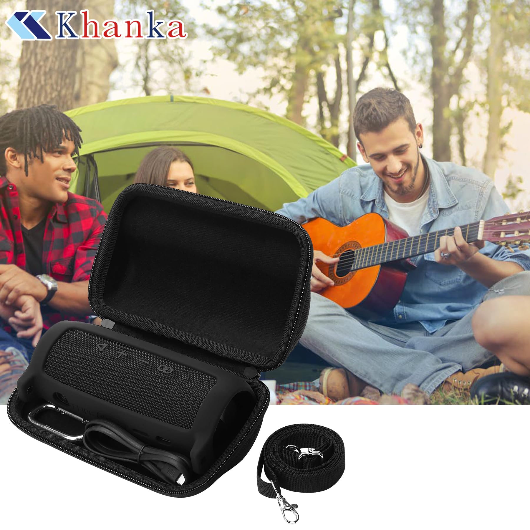 Khanka Hard Travel Case and Silicone Replacement for JBL Flip 6 Waterproof Bluetooth Speaker Black - View 7 of 9