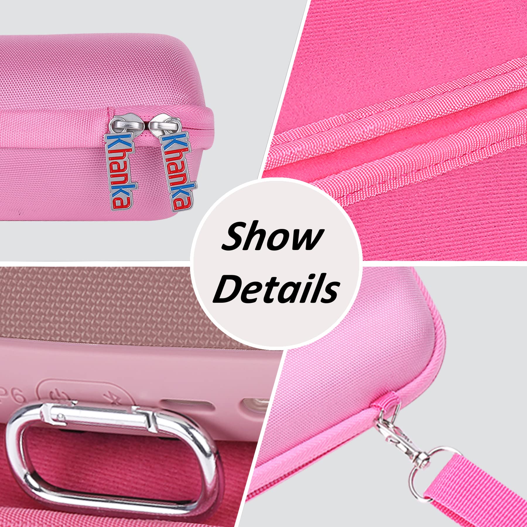 khanka Khanka Hard Travel Case and Silicone Replacement for JBL Flip 6 Waterproof Bluetooth Speaker Pink - View 3 of 9