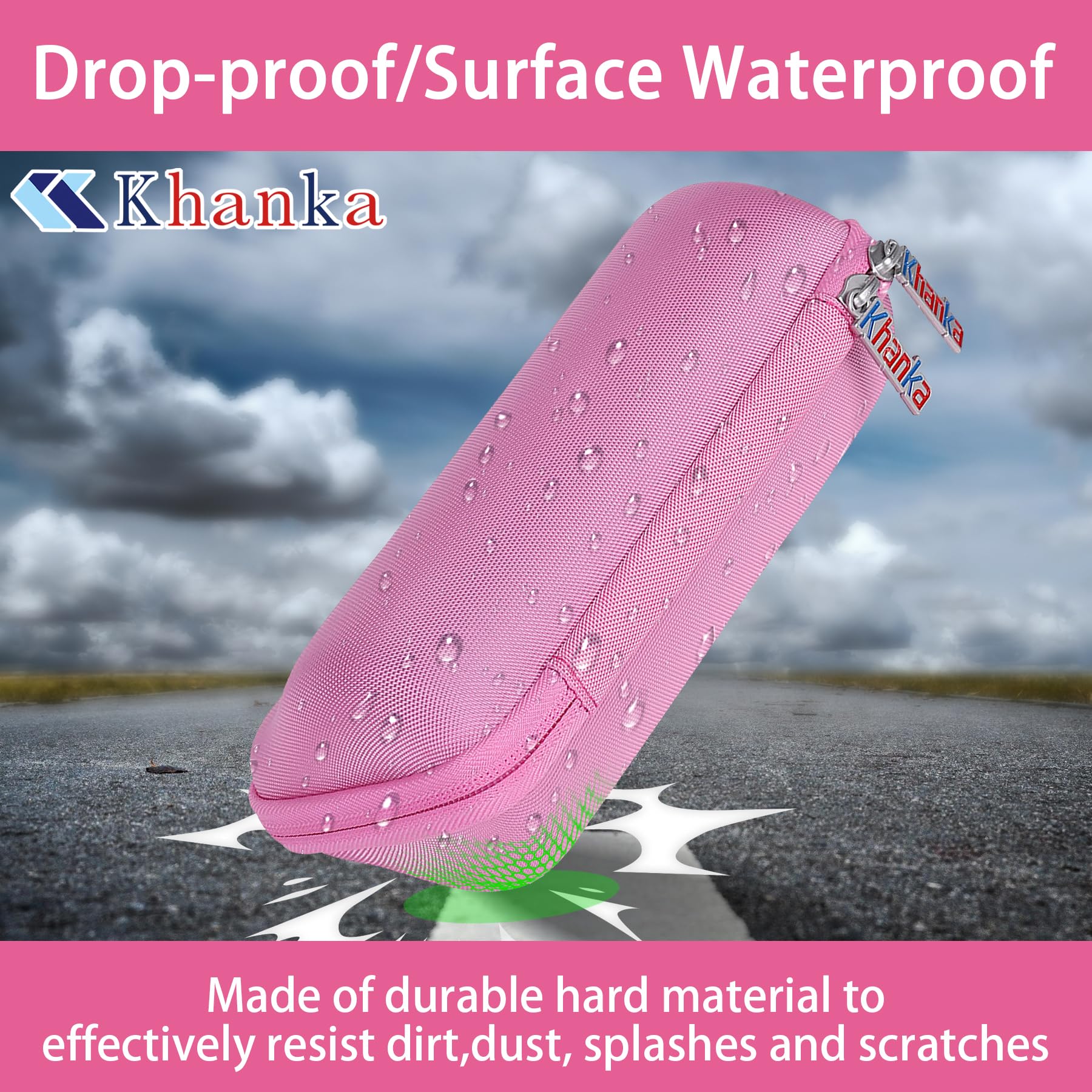 khanka Khanka Hard Travel Case and Silicone Replacement for JBL Flip 6 Waterproof Bluetooth Speaker Pink - View 4 of 9