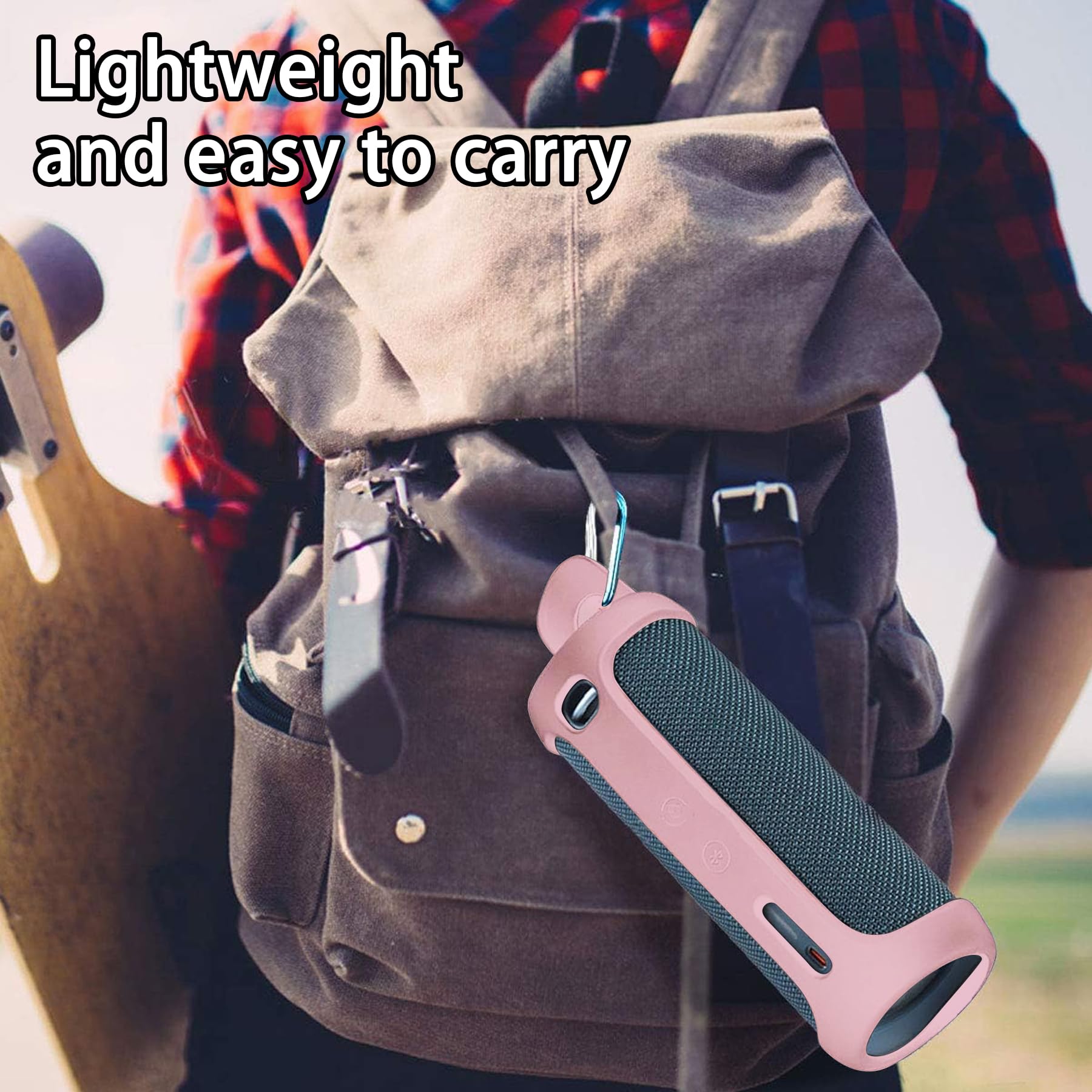 khanka Khanka Hard Travel Case and Silicone Replacement for JBL Flip 6 Waterproof Bluetooth Speaker Pink - View 5 of 9