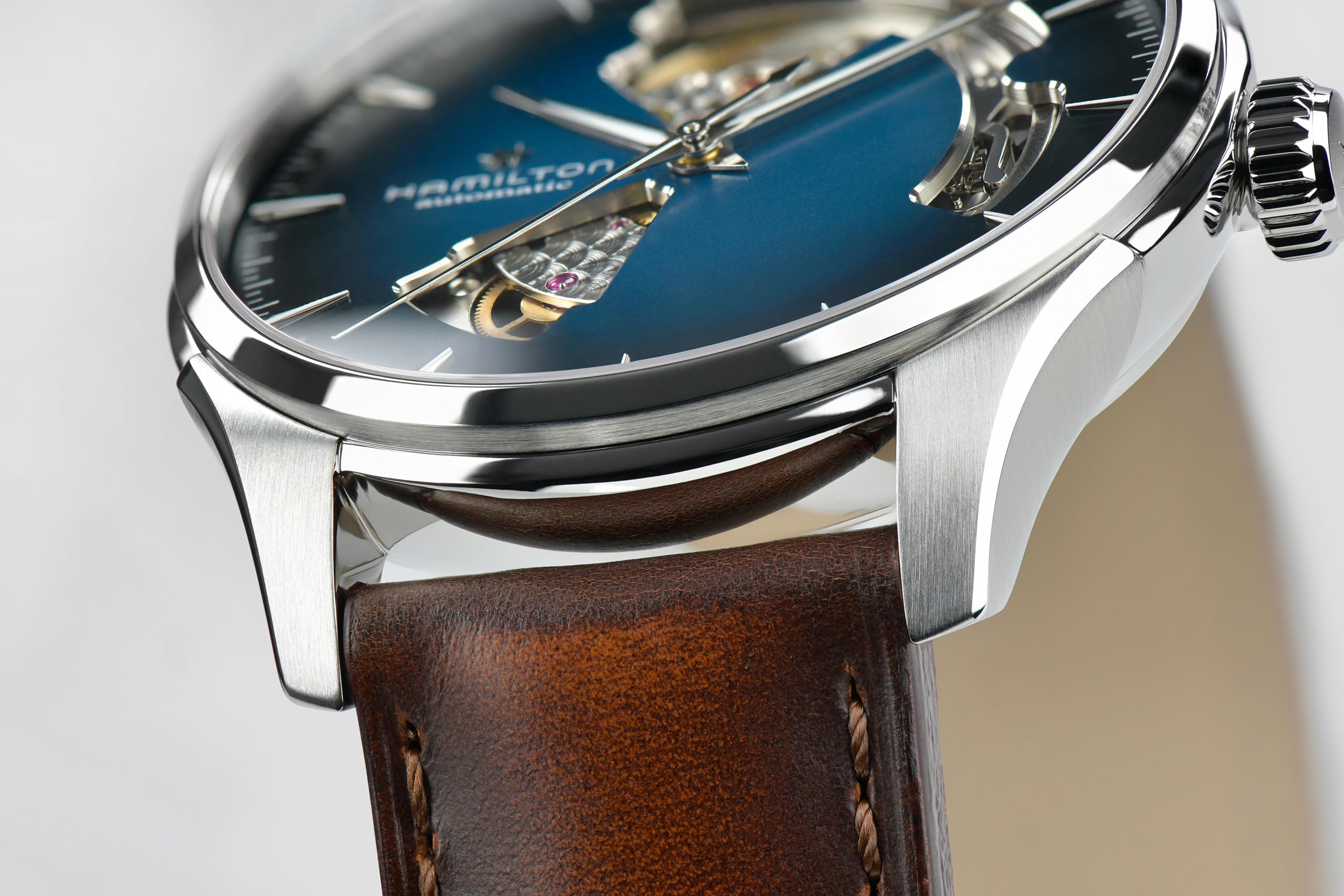 Hamilton Hamilton Jazzmaster Open Heart Automatic Watch 40mm Stainless Steel Blue Dial Brown Leather Strap Model H32675540 - View 2 of 4
